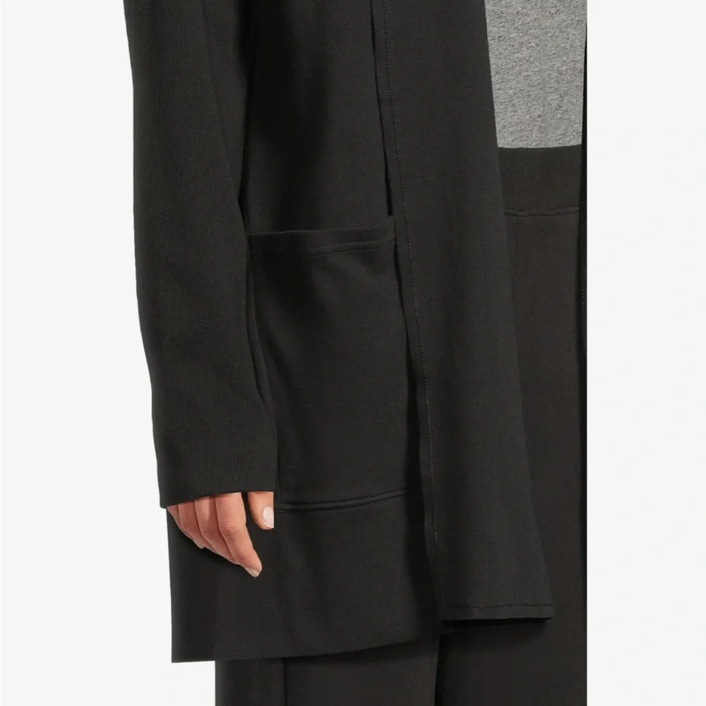 PACT Organic Cotton Airplane Wrap Cardigan Black Open Front Pockets‎ Capsule